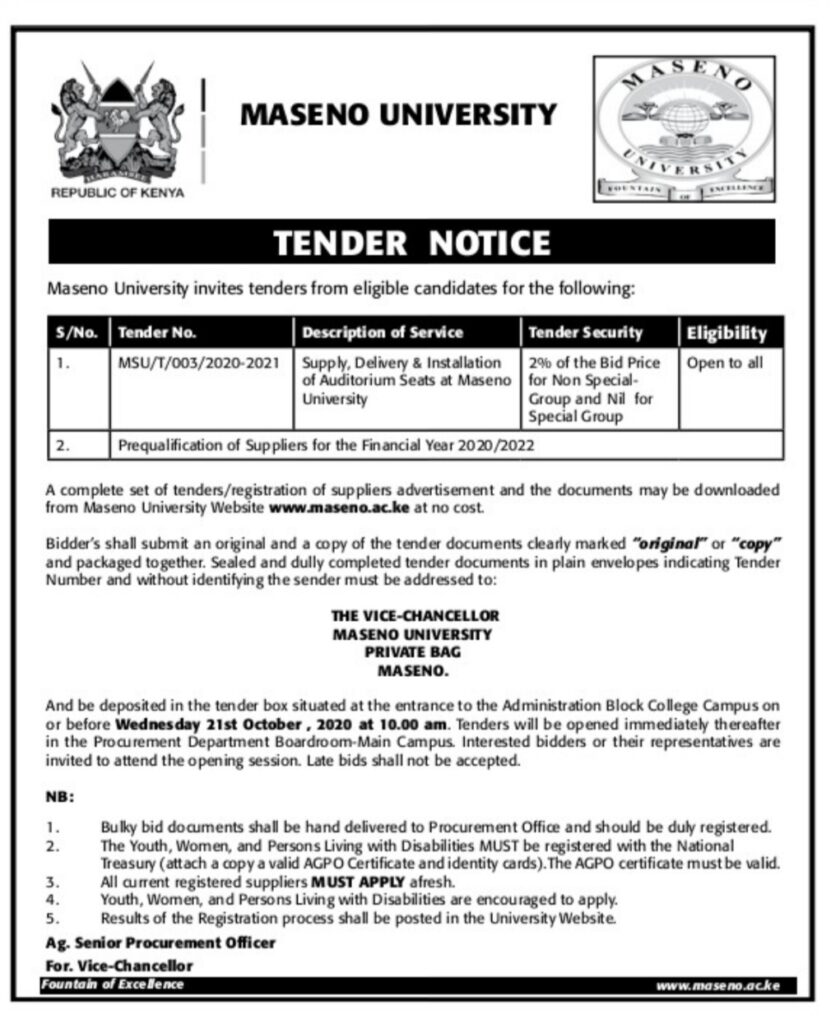 Maseno University Tenders Dating